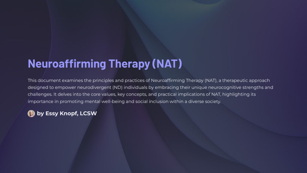 Essy Knopf neuroaffirming therapy